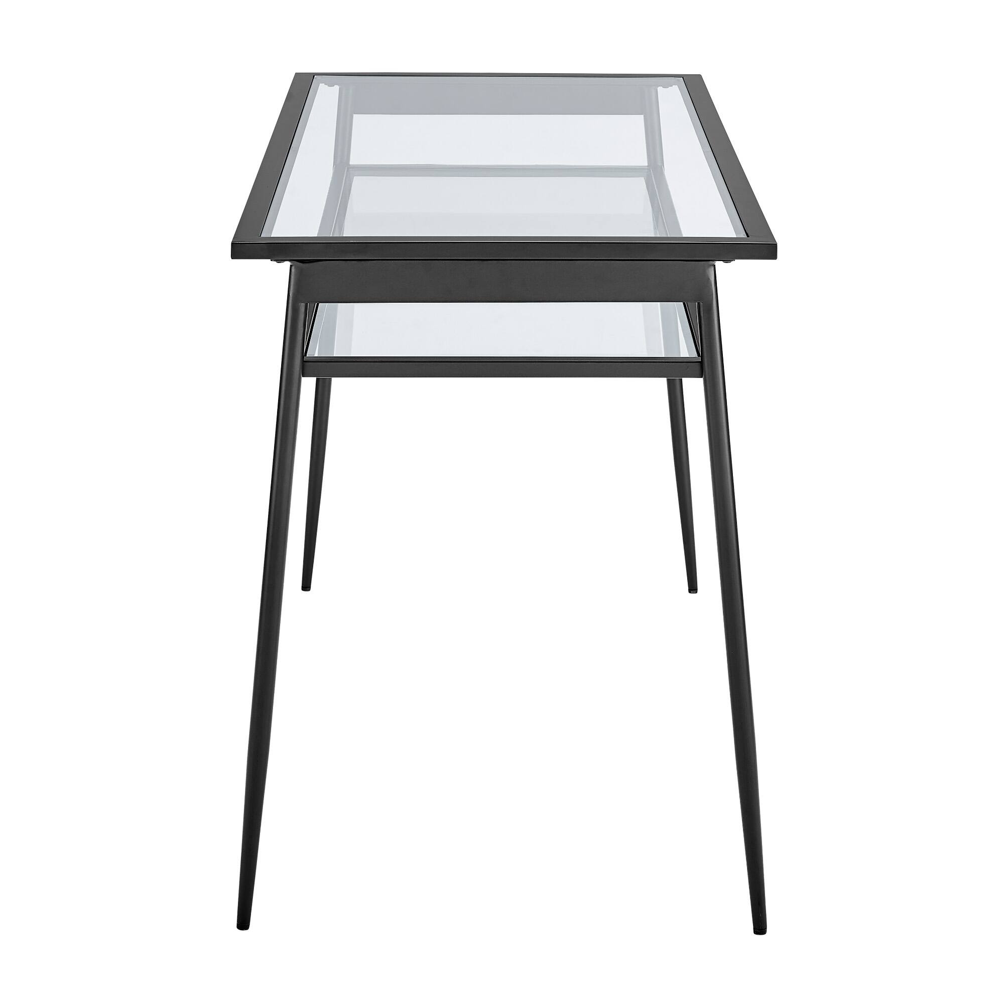 Walker Edison 48" Black Two Tier Glass & Metal Desk
